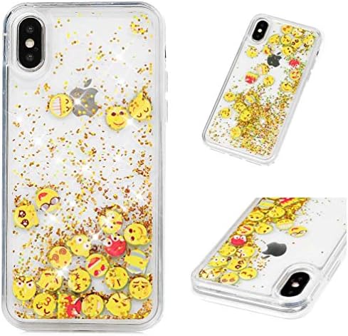 Gloriphy Liquid Floating Emojis with Silicon Sides case Cover Golden - for iPhone 6Plus 6sPlus