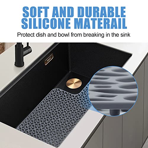JUSTOGO Silicone Sink Mat, Left & Right Drain Sink Protectors for