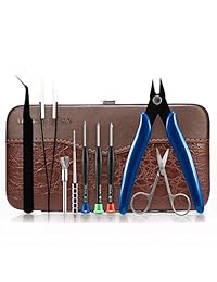 Kit de herramientas de bricolaje para bricolaje RTA RDA RBA construcción bobina Jig Allen destornillador tijeras alicates cerámica pincel 9 en 1 funda de piel