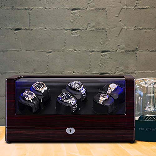 TRIPLE TREE Watch Winder, with Soft and Flexible Watch Pillows, Six