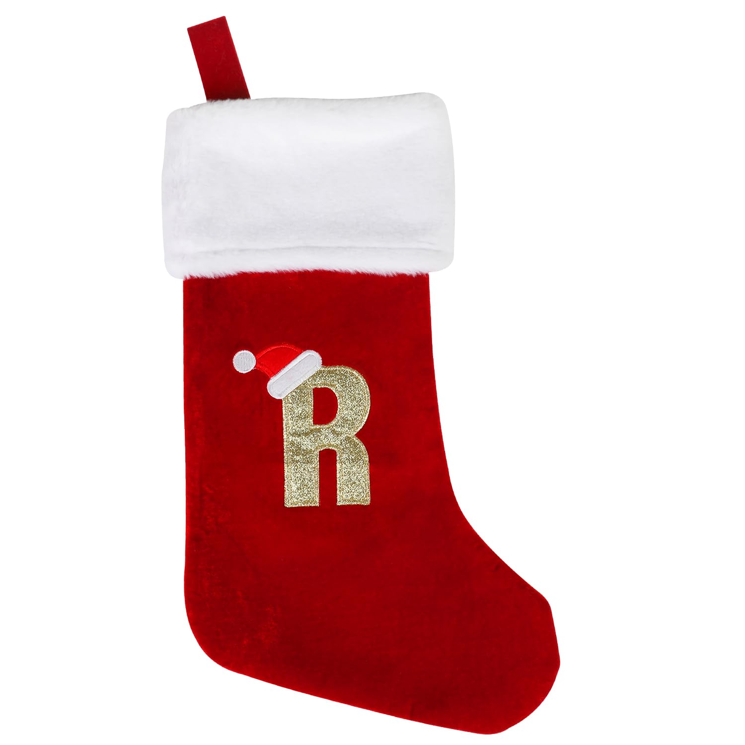 VEYLIN Christmas Stockings with Letters, 20 Inch Large Plush Christmas Stockings Embroidered Stockings Christmas Stockings for Kids/Adult Xmas Gift Stockings & Holders(R)