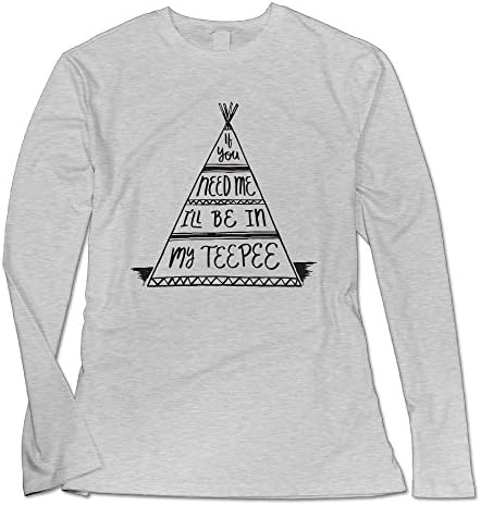 Ongshuquwe If You Need Me I'll Be In My Teepee Women's Casual Long-sleeved Round Neck T-shirt Autumn And Winter XL Ash