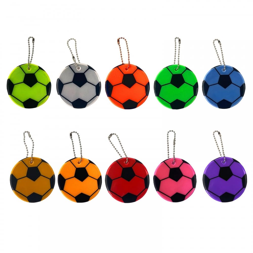 DONGKER 10pcs Schoolbag Reflective Pendant, Waterproof Soccer Reflector Keychain for Bag Backpack Pram Clothing