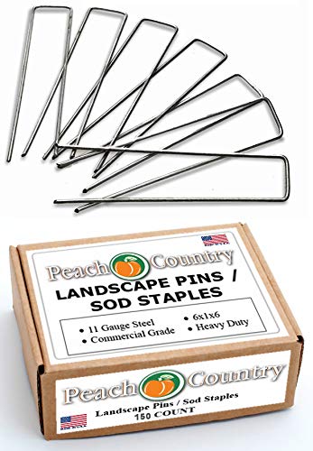Peach Country Garden Landscape Staples Stakes Fabric Anchor Pins 6 Inch Strong Durable 11 Gauge Steel USA (150)