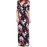 Hot Sale!Women Long Dress,Canserin Women's 2017 New V Neck Boho Floral Print Long Maxi Dress Evening Party Sundress Beach Dress