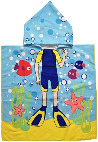 Large Size and Fast Drying Hooded Beach Towel For Children Boys by Athaelay, 23.5X23.5 Inches