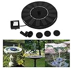 Solar Power Bird Bath Fountain, Fullkang Outdoor Water Fountain Pump For Pool, Garden, Aquarium (Black)