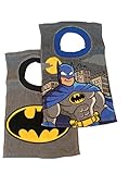 DC Super Friends 2 Toddler Bibs, Batman, Washable Terry Cloth