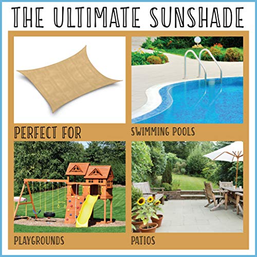 Homeries Sun Shade 185gsm (10x13)' - Rectangular Heavy Duty Sail Canopy - Premium UV Block Sunshade Cover for Patio, Backyard, Deck, Porch, Outdoor Activities