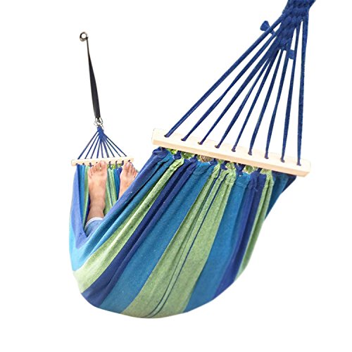 ZGood Colorful Double 2 Person Leisure Canvas Cotton Fabric Canvas Travel Hammocks Blue