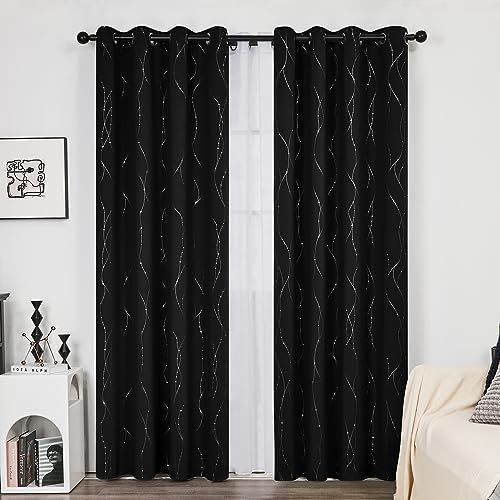 Cortina isolante opaca da sala termal com ilhós 2 peças 140 x 245 cm preto