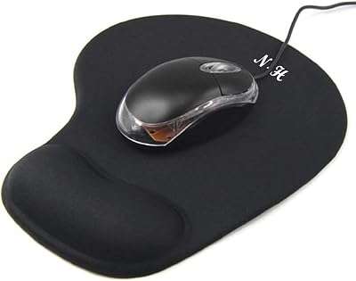New Horrizon Mouse Mat Black Anti-Slip Comfort Pad with Gel Wrist Support Pink