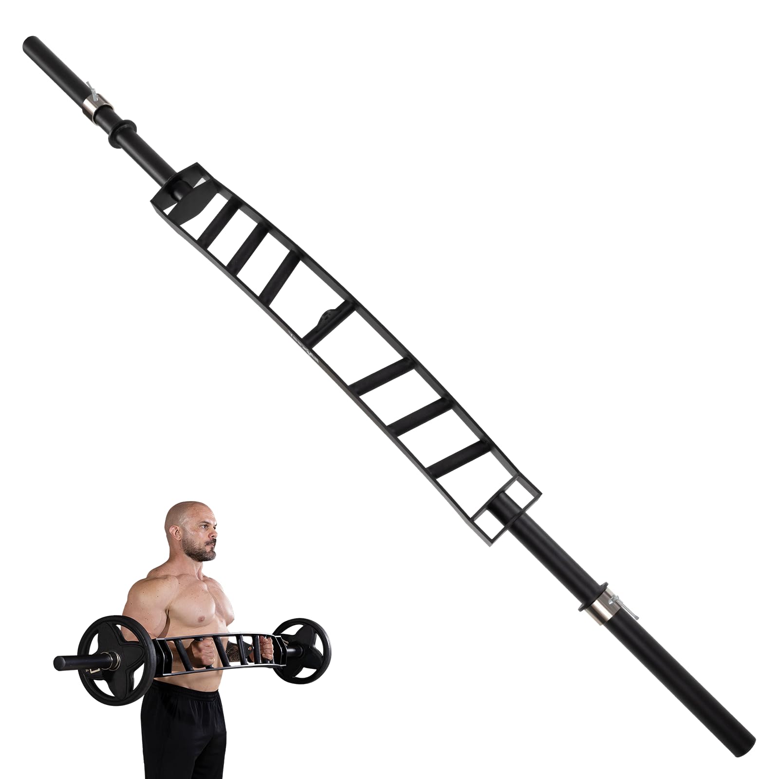 Photo 1 of Yes4All Multi Grip Barbell & Cable Attachment, Curved Swiss Barbell for Greater Range of Motion, 600 Lbs Capacity