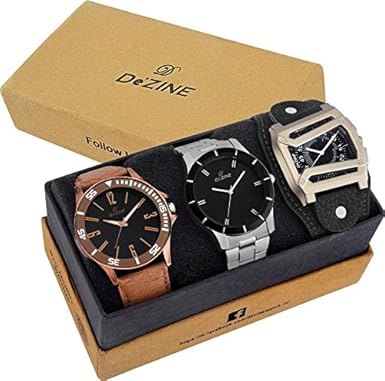 Analogue Black Dial Mens Combo Of 3 Watch (Dz-Cmb 7)