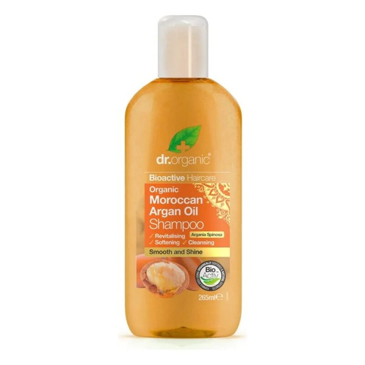 Dr Organic Moroccan Argan Oil Shampoo, Revitalising, Natural, Vegan, Cruelty-Free, Paraben & SLS-Free, Recyclable & Recycled Ocean Bound Plastic, Certified Organic, 265ml, Packaging may vary