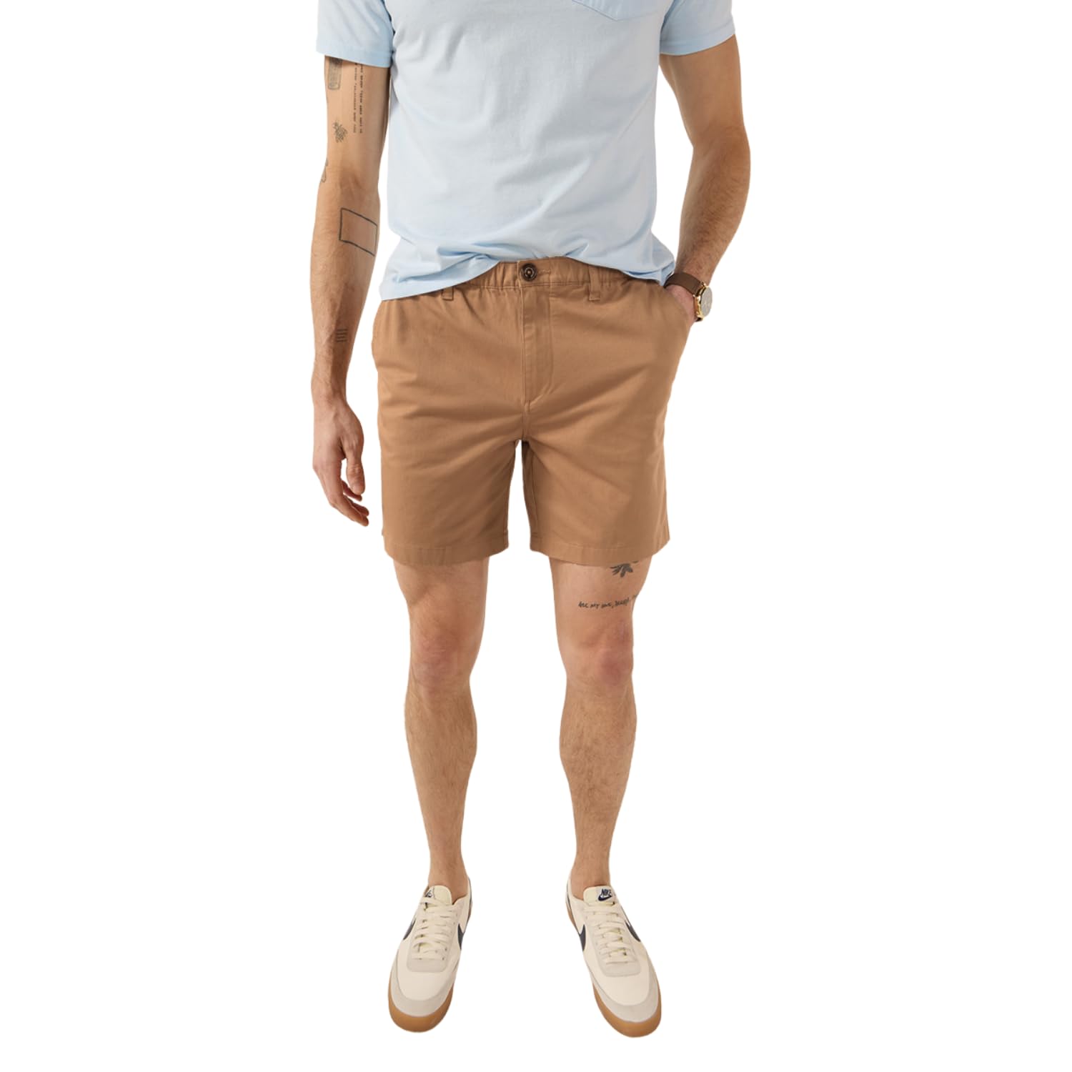 Photo 1 of Chubbies Chino Shorts Men 7 Inch - Mens Shorts Casual with Elastic Waistband, Side and Back Pockets, Stretch Cotton Blend (Dark Khaki, Medium)