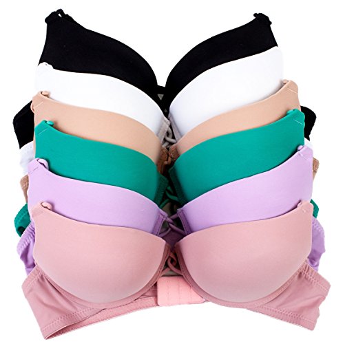 Barbra's 6 Pack Super 2 Sizes up Pastel Tone Push up Bra (36C)