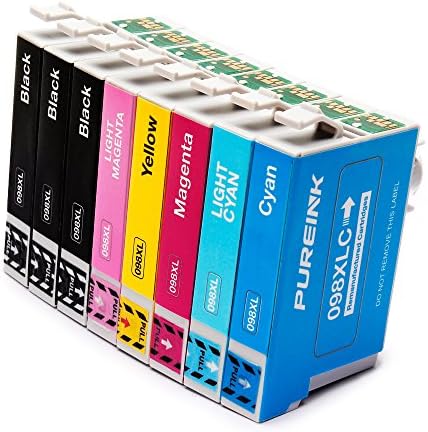 PUREINK Ink cartridge Replacement for 98 98XL Ink, High Yield 1 Set+2 Black(3 BlacK 1 Photo BlacK 1 Cyan 1 Magenta 1 Light Cyan 1 Light Magenta)