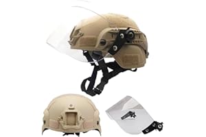 Koyheng Airsoft MICH 2000 ACH Tactical Helmet with Clear Visor NVG Mount and Side Rail