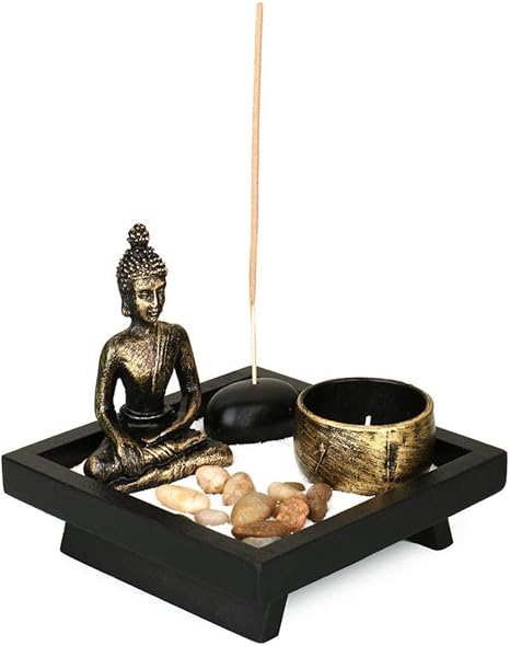 Amazon Com Yyw Resin Incense Sticker Holder Zen Garden Home Lous Incense Burner With 3pcs Incense Sticks Creative Candle Holder With Sand Cobblestone Wood And Buddha Home Kitchen