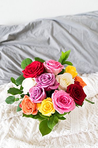 4 Flowers+One+Dozen+Rainbow+Roses