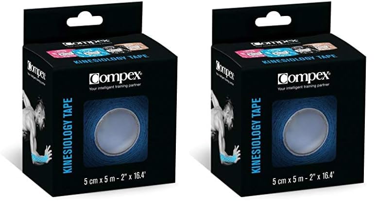 Compex Roll of Unisex Adult Kinesiology Tape, Black, One Size (Pack of 2)