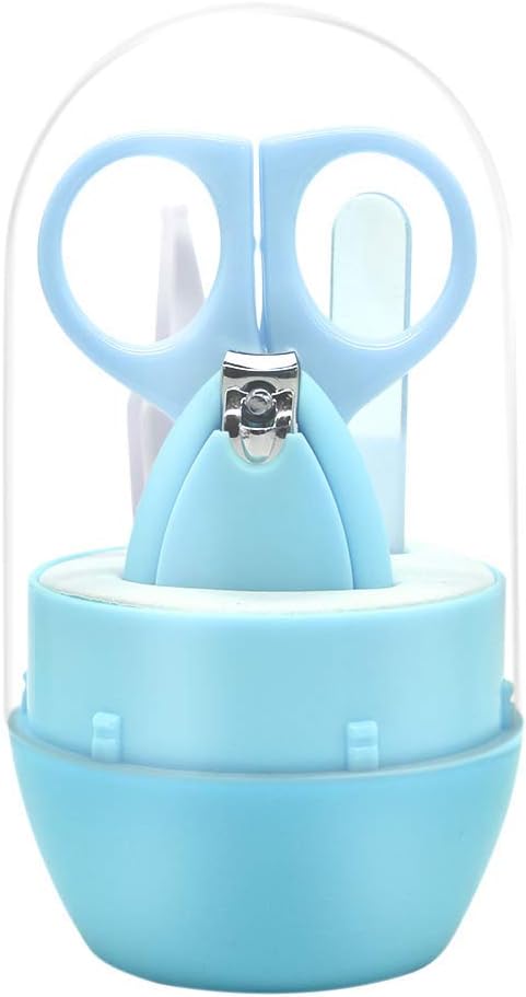Baby Health Care Kit, Combing Care Kit for Newborn Baby, Baby Nail Trimmer Beauty Care Nail Clippers + Hair Scissors + Tweezers + Nail File (Blue)