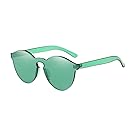 Kingfansion Women Transparent Rimless Ultra-Bold Candy Color sunglasses Cat Eye Shades Polarized UV400 Glasses (Green)
