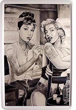 Blechschild Sexy Tattoo Girls Tattoo Studio Hepburn Monroe 20 x 30cm Reklame Retro Blech 336