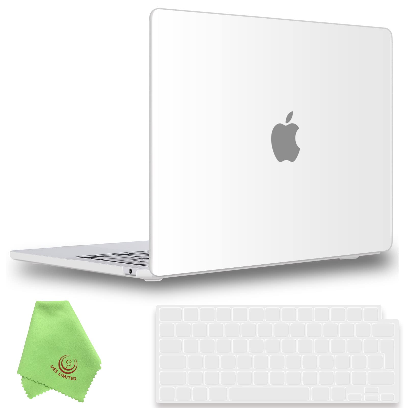 UESWILL Compatible with MacBook Air 13 inch M5 M4 M3 M2 Case Model A3449 A3240 A3113 A2681 Mac Air 13.6 Matte Hard Shell Case + EU Layout Keyboard Cover, Frosted Clear