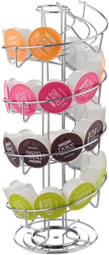 Anles 360 Degree Rotating Coffee Pod Holder Stand - Coffee Storage Carousel for K-Cup Pods - 30 Pod Capacity (Silver)