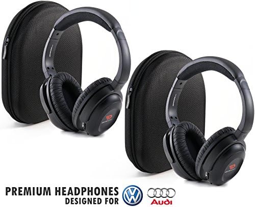 Headphones for Volkswagen & Audi (Pack of 2) Headsets by Drive Audio - Includes Hard Shell Travel Cases