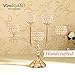 VINCIGANT 5 Candle Gold Candelabra with Crystal Studded Globes/Candlestick Holders for Wedding Party Centerpiece…
