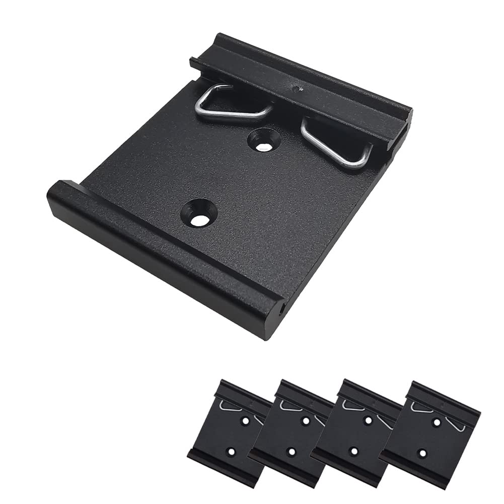 Photo 1 of 1.73" Width DIN Rail Mounting Clip, Universal Aluminum Alloy Bracket, Snap-in Fixed Clamp for 35mm Slotted DIN Rail, 4-Pack