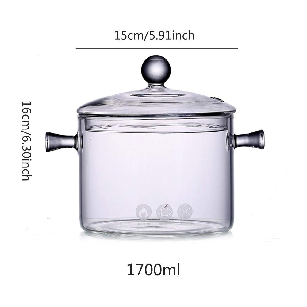 Dewdropy - Cazuela de cristal, con doble mango y tapa, calentador ...