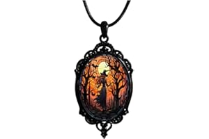 MIFYNN Gothic Bat Glass Pendant Necklace for Women Vintage Gothic Rope Chain Witch Bat Choker Dark Punk Style Necklace Victoria Emboss Necklaces Mystic Witch Jewelry Accessories