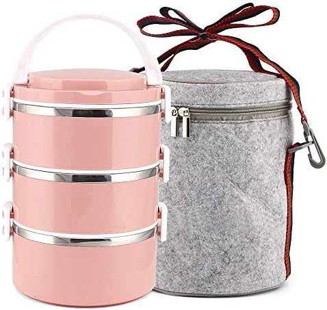 XINGBAO Bento Box Meal Prep Containers, 3-Tier Leakproof Storage for Children Teenager Adults Office School Camping, Pink