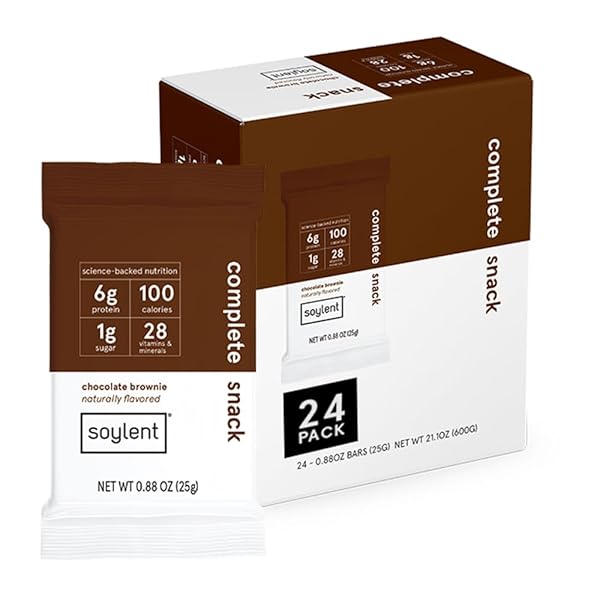 SOYLENT SNACK MINI PROTEIN BARS – CHOCOLATE BROWNIE, 1G SUGAR, PROTEIN BARS, GLUTEN FREE, 6G OF VEGAN ENERGY – 24 COUNT