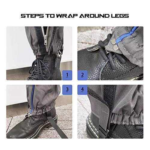 Luniquz Leg Gaiters, Waterproof Oxford Snow Boot Gaiters with Zipper Velcro, Tear Resistant Shoes Gaiters for Outdoor Hiking,Camping,Skiing,Fishing, Black
