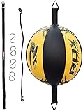 RDX Leather Boxing Speed Bag MMA Double End Dodge Ball Punching Training Floor to Ceiling Rope Workout