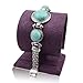 Tibet Silver Plated Genuine Turquoise Link Circle Wristband Bangle Bracelet