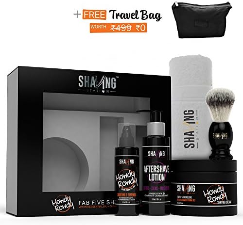 Shaving Station - Paraben &amp; Sulphate Free - Vetiver &amp; Cedarwood - 5 items included
