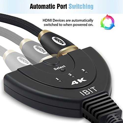 image for HDMI Switch, IBIT HDMI Splitter with 4ft Pigtail Cable Supports 4K x 2
