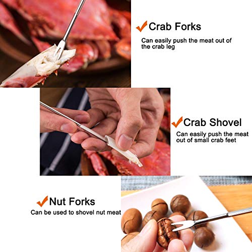 WeiMeet Seafood Tools Nutcrackers Set Crab Lobster Crackers Tools including 2 Crab Crackers 2 Lobster Shellers 2 Forks and 2 Seafood Scissors(8 Pack) - Thumbnail 2