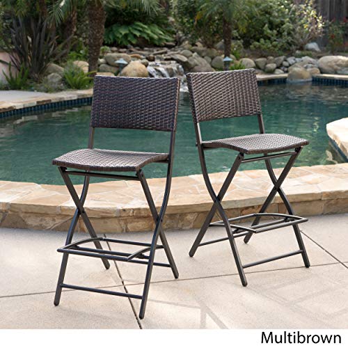 Christopher Knight Home Margarita Outdoor Wicker Barstools, 2Pcs Set