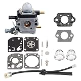Harbot Carburetor with Gakset Repair Kit Fuel Line for Zama C1U-K82 Mantis Tiller 7222 7225 SV-5C/2 Engine A021001090