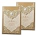 Gold Fortune Paper Laser Cut Wedding Baby Shower Invitation Cards with Flower Hollow Favors Invitation Cardstock for Engagement Birthday Graduation (YC072 Brown)
