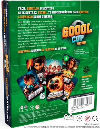 GOOOL CUP Soccer Board Games for Kids 6 7 8 9 10 11 12 Years Old - Family Card Game - Gift Football Boys and Girls - 2 to 6 Players - Great for Birthday and Christmas