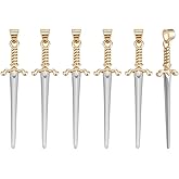 UNICRAFTALE 6Pcs Real 18K Gold Plated Sword Charm Metal Dagger Charms 42mm Long Katana Dagger Arrow Dangle Pendants Charm for DIY Gothic Keychain Necklace Earring Jewellery Making