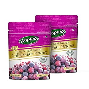 Happilo Premium Dried Californian Pitted Prunes 200g (Pack of 2)| Dehydrated Dried Fruit Candies| Dry Plum | High in…